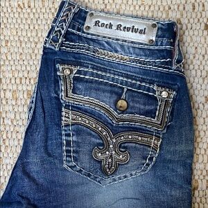 Rock Revival Eleanor Boot Cut Indigo Jeans with Silver Accents
